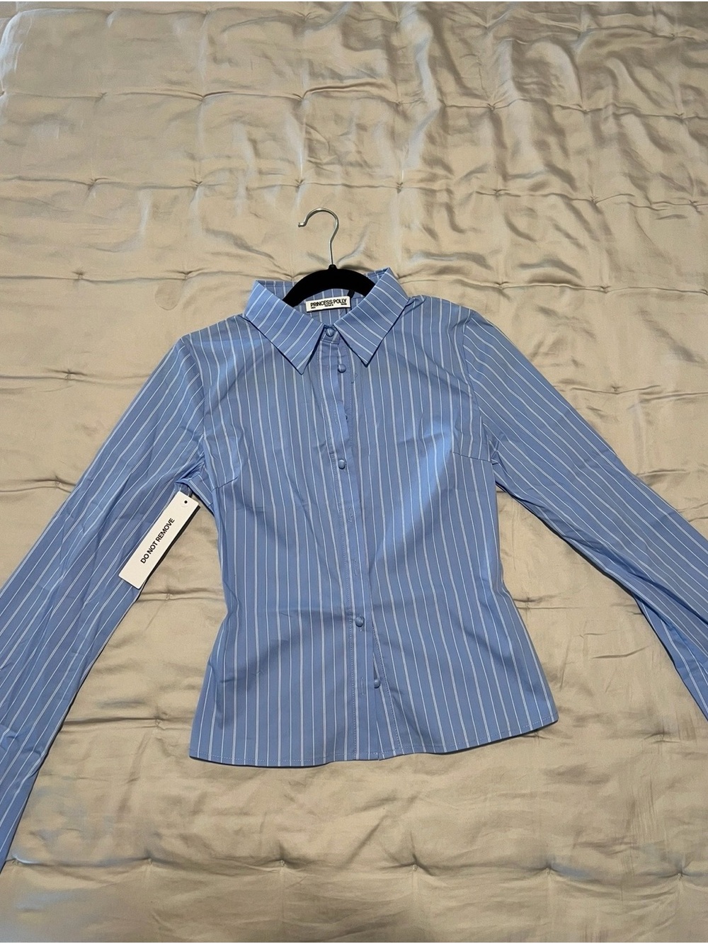 NWT - Princess Polly Blue Striped Button-Down Shirt